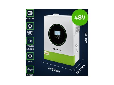 Hybridní off-grid solární měnič Qoltec 11000W | 160A | 48V | MPPT | BMS - 2