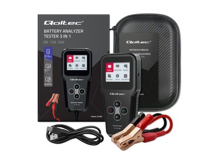 Qoltec digitální tester baterií 3v1 s LCD| 6V | 12V | 24V | 30Ah - 200Ah České menu