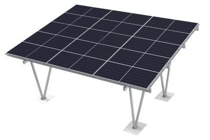 Hliníkový přístřešek pro 2 auta VV na 15 FV panelů - s panely